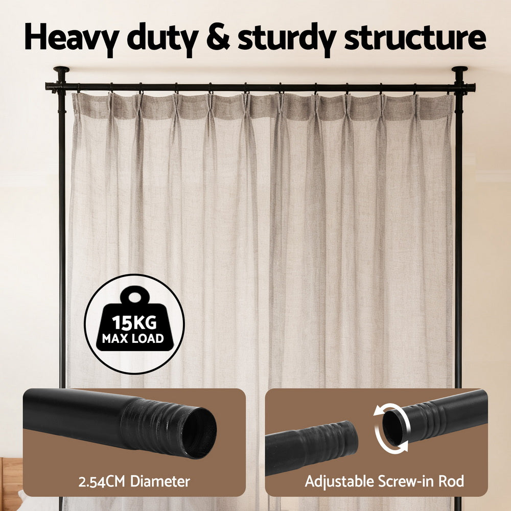 Artiss Room Divider Curtain Rod Extendable Black-Furniture > Bedroom > Room Dividers-PEROZ Accessories