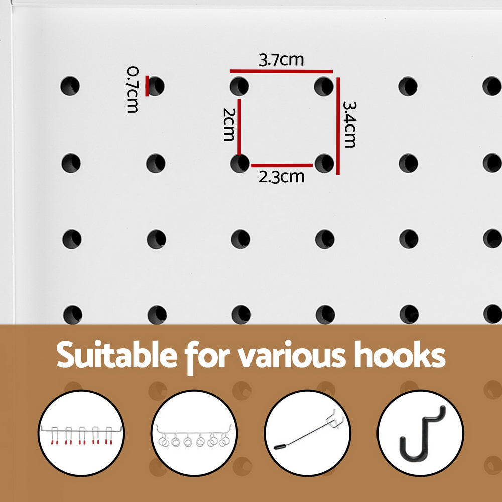 Artiss 4 Panel Room Divider Screen 164x170cm Pegboard White-Furniture > Bedroom-PEROZ Accessories