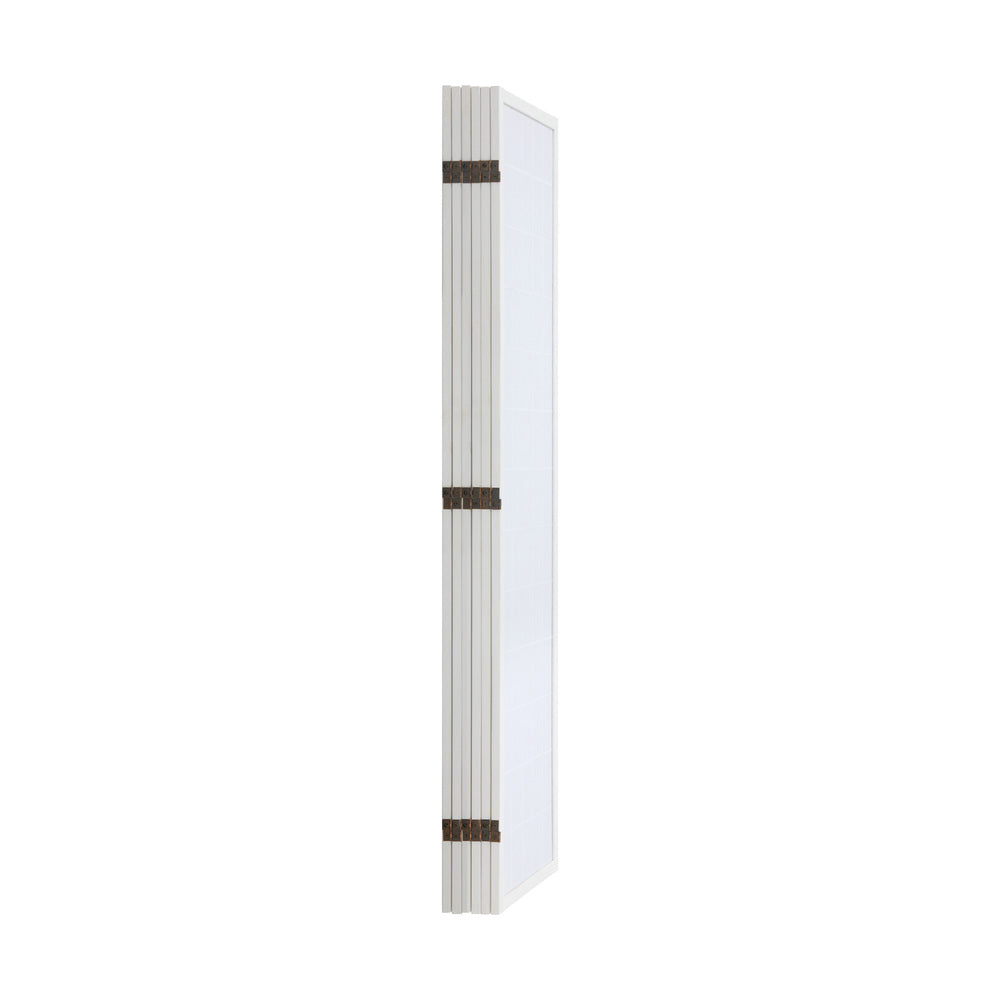 Oikiture 6 Panel Room Divider Timber Farbic White-Room Dividers-PEROZ Accessories