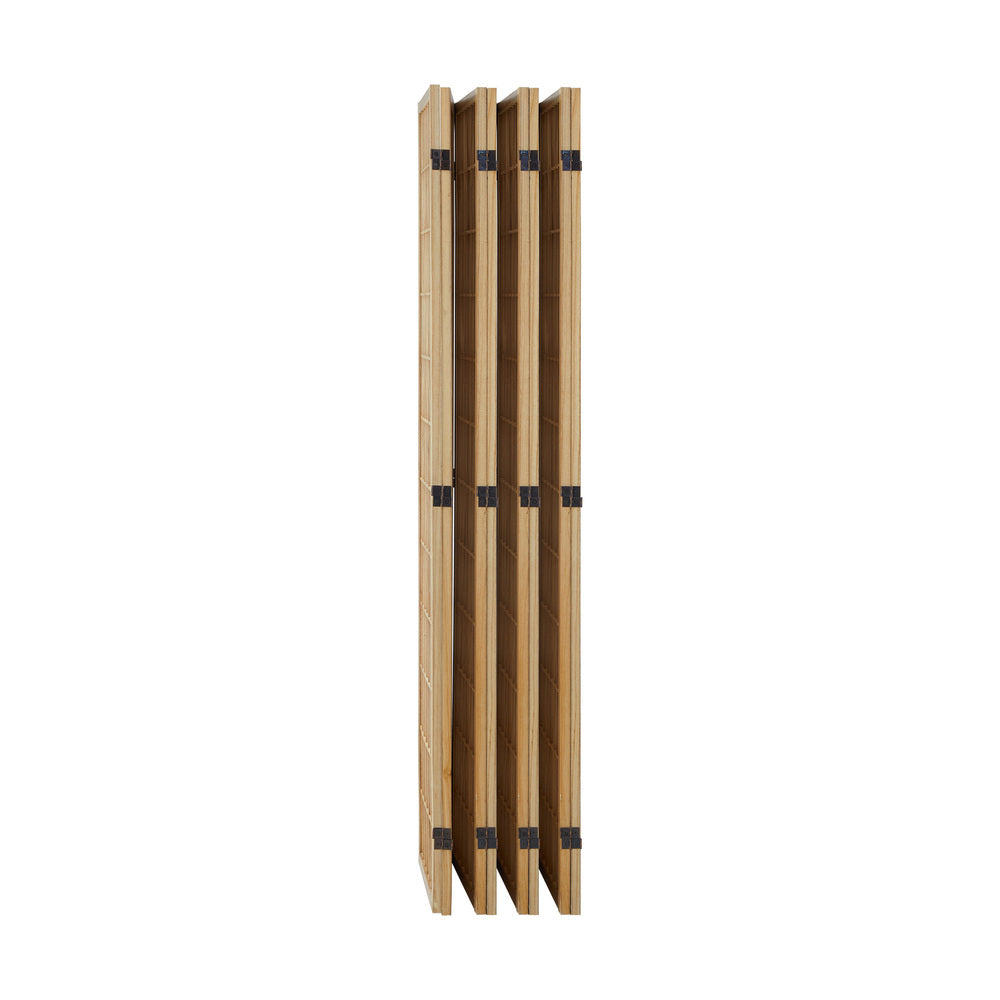 Oikiture 8 Panel Room Divider Timber Farbic Natural-Room Dividers-PEROZ Accessories