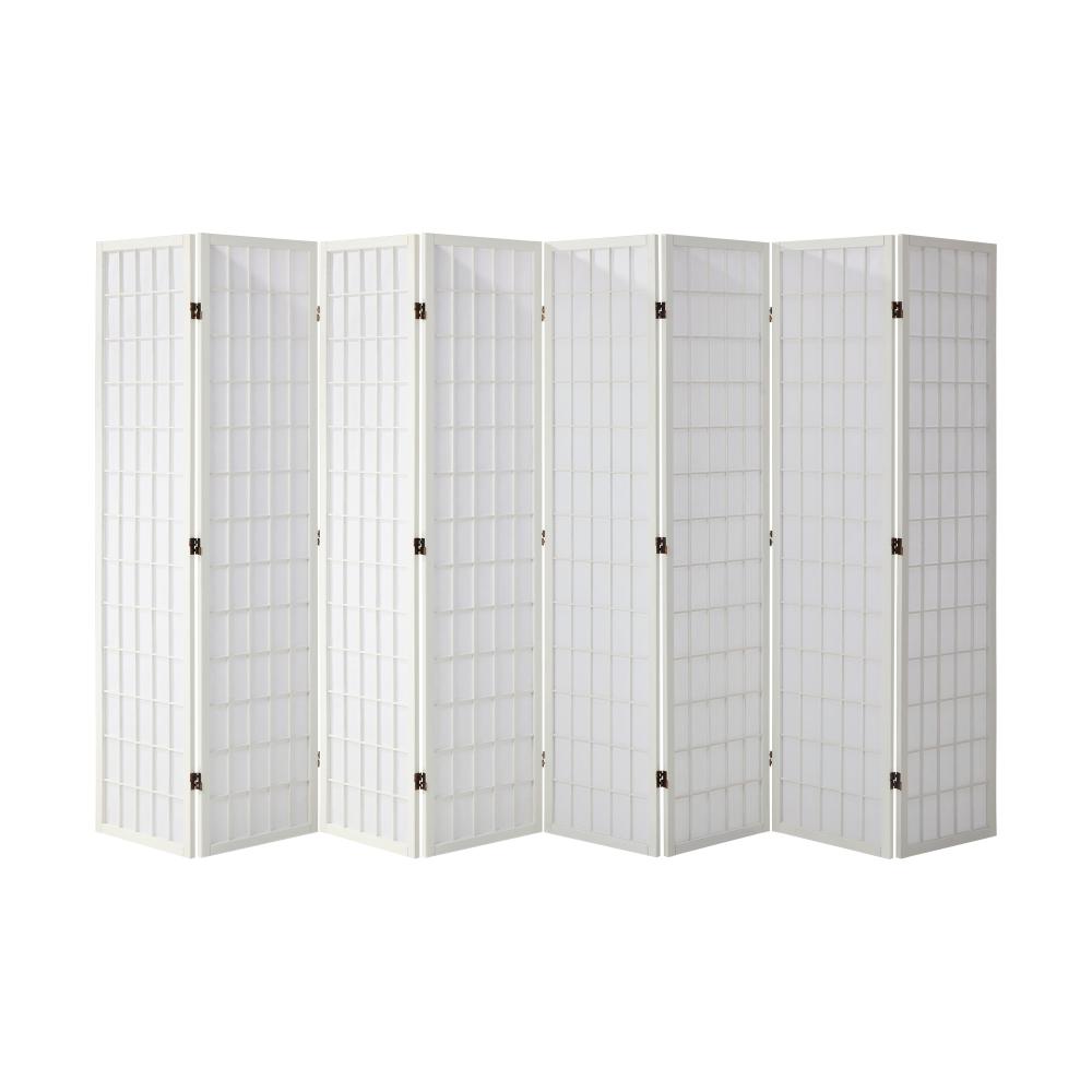 Oikiture 8 Panel Room Divider Timber Farbic White-Room Dividers-PEROZ Accessories
