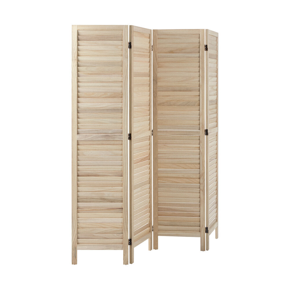 Oikiture 4 Panel Room Divider Timber Wooden Natural-Room Dividers-PEROZ Accessories