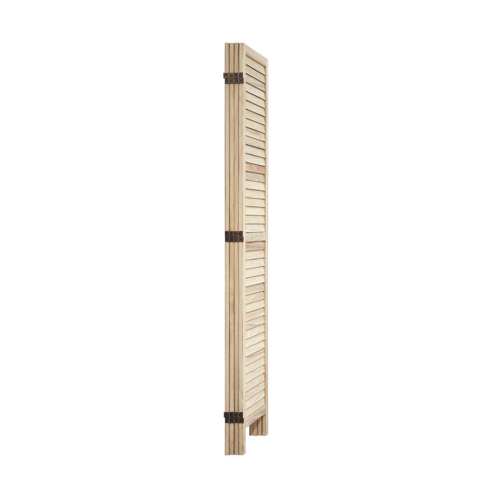 Oikiture 4 Panel Room Divider Timber Wooden Natural-Room Dividers-PEROZ Accessories