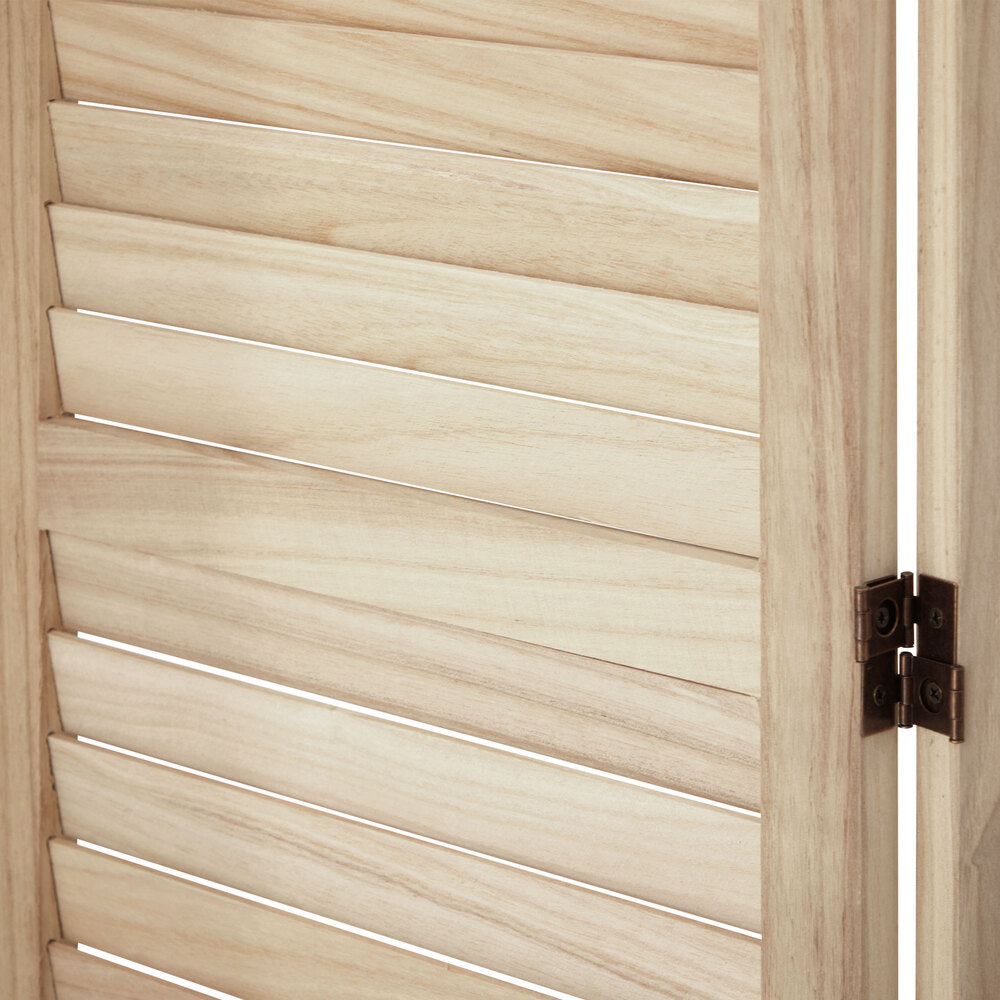 Oikiture 4 Panel Room Divider Timber Wooden Natural-Room Dividers-PEROZ Accessories
