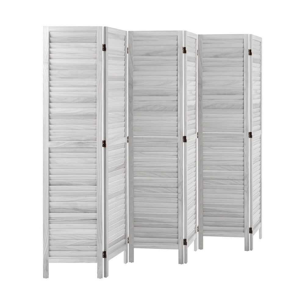 Oikiture 6 Panel Room Divider Timber Wooden Fold White-Room Dividers-PEROZ Accessories