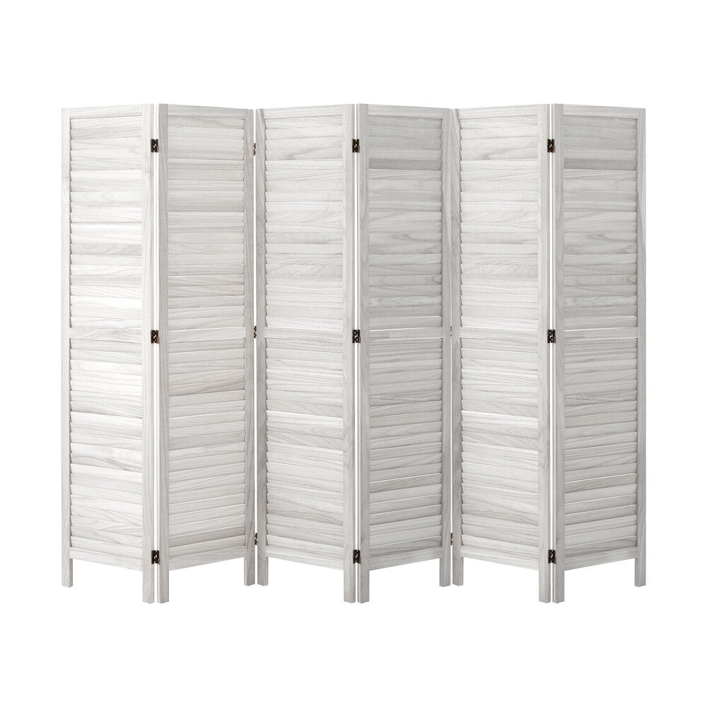 Oikiture 6 Panel Room Divider Timber Wooden Fold White-Room Dividers-PEROZ Accessories