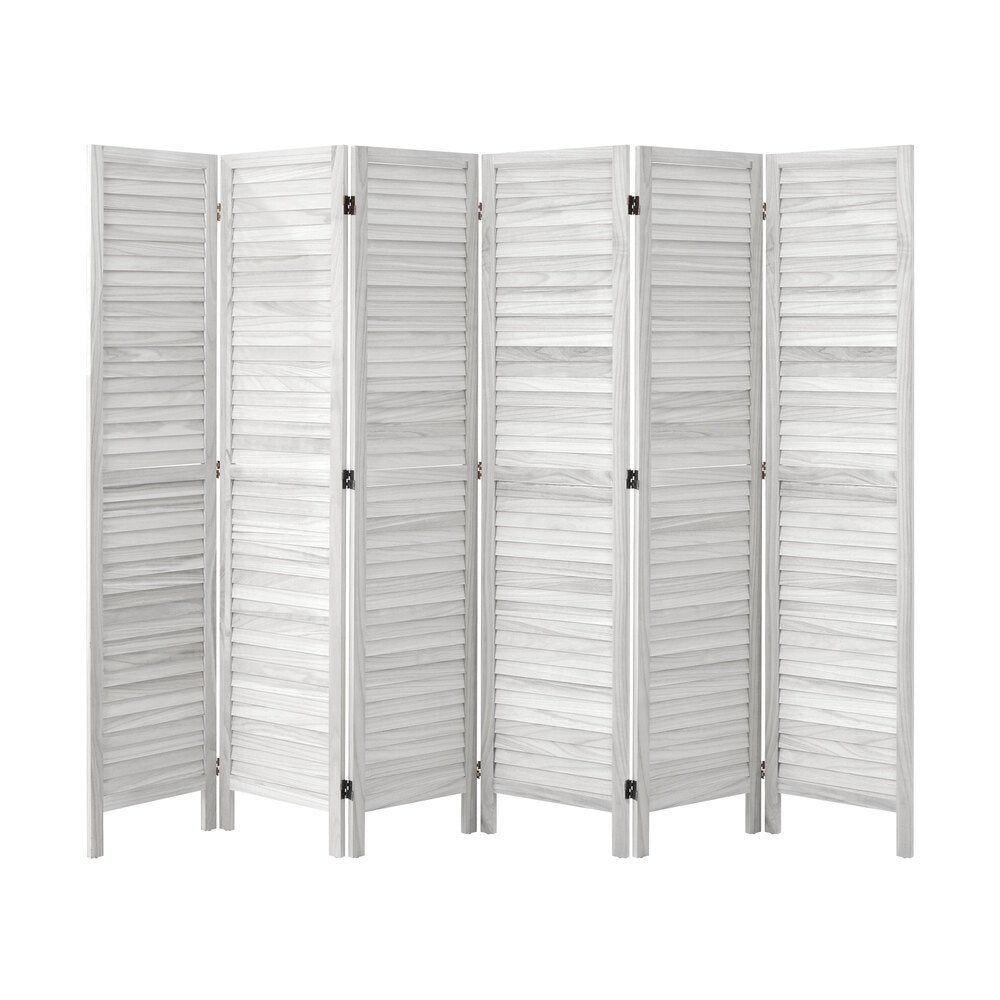 Oikiture 6 Panel Room Divider Timber Wooden Fold White-Room Dividers-PEROZ Accessories