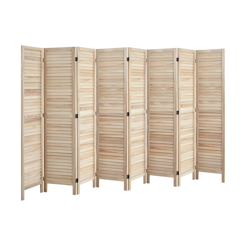 Oikiture 8 Panel Room Divider Timber Wooden Natural-Room Dividers-PEROZ Accessories