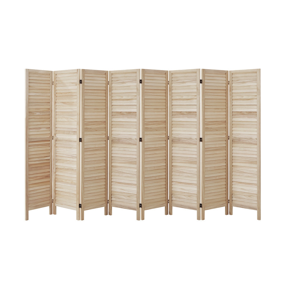 Oikiture 8 Panel Room Divider Timber Wooden Natural-Room Dividers-PEROZ Accessories