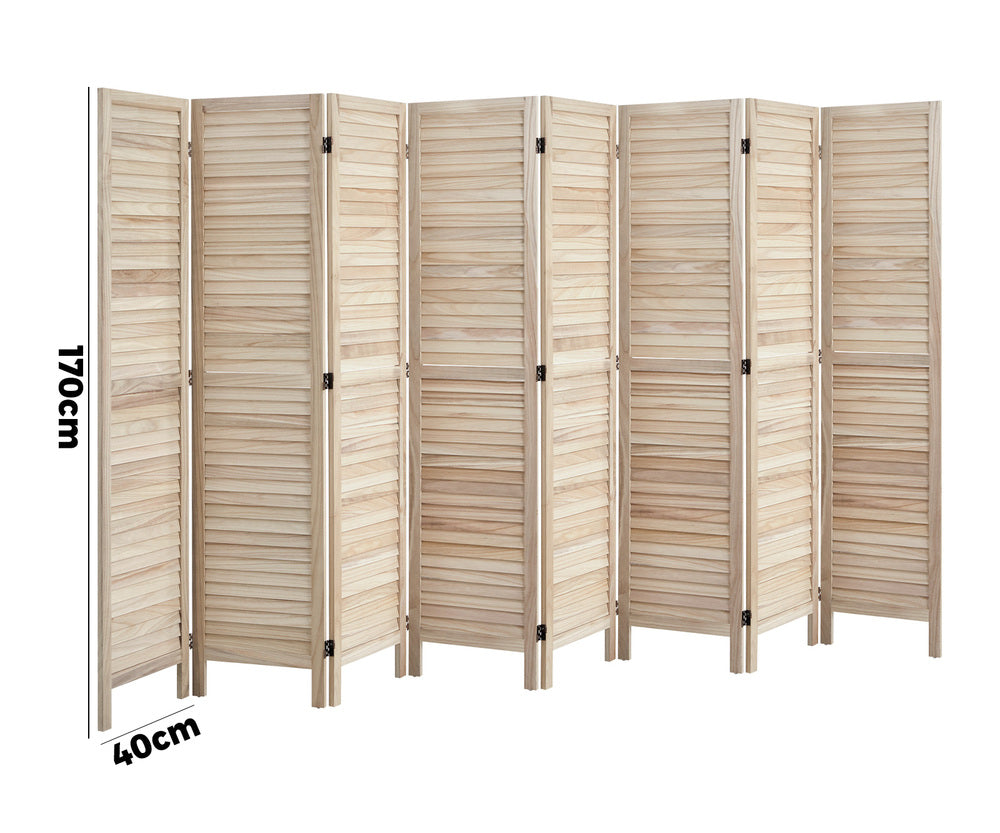 Oikiture 8 Panel Room Divider Timber Wooden Natural-Room Dividers-PEROZ Accessories