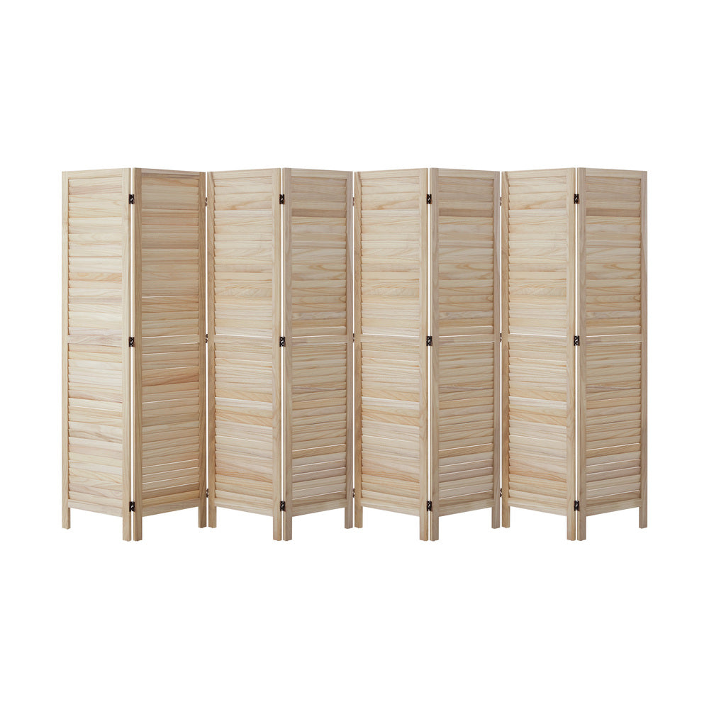 Oikiture 8 Panel Room Divider Timber Wooden Natural-Room Dividers-PEROZ Accessories