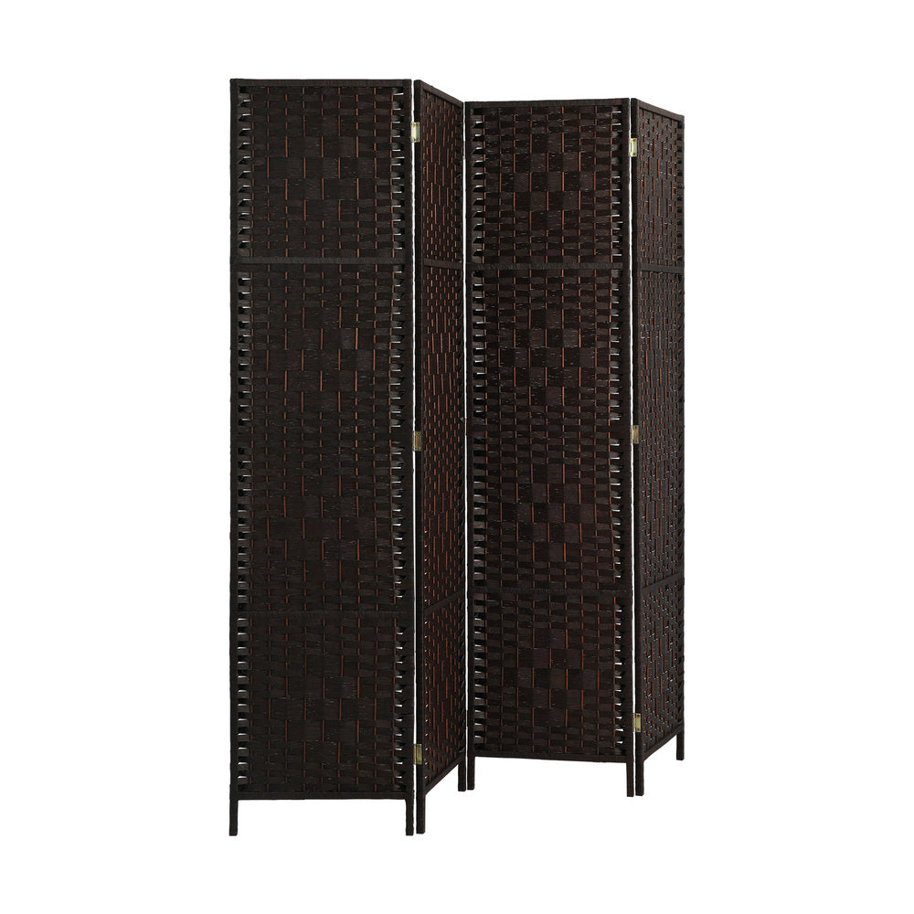 Oikiture 4 Panel Room Divider Privacy Screen Brown-Room Divider-PEROZ Accessories