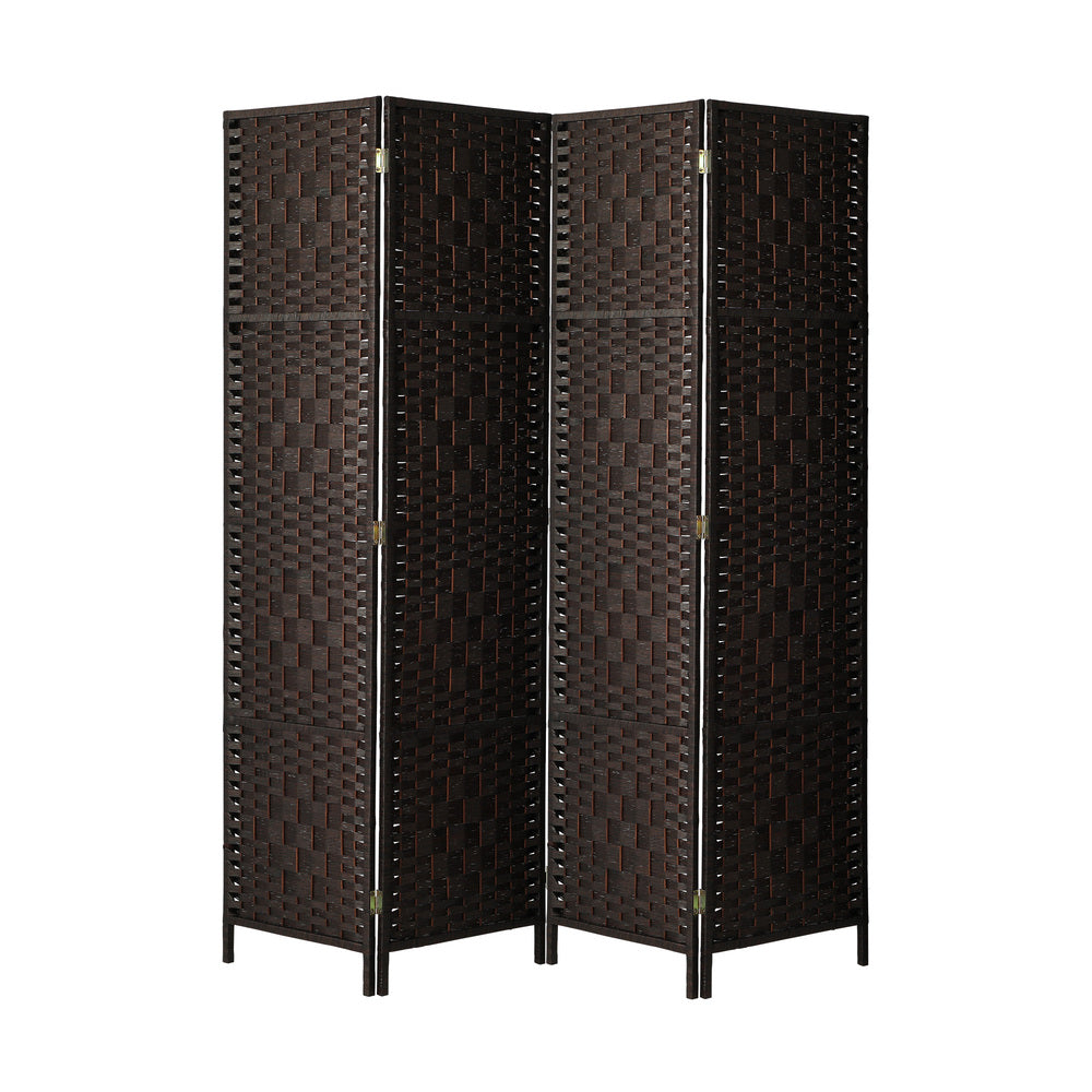 Oikiture 4 Panel Room Divider Privacy Screen Brown-Room Divider-PEROZ Accessories