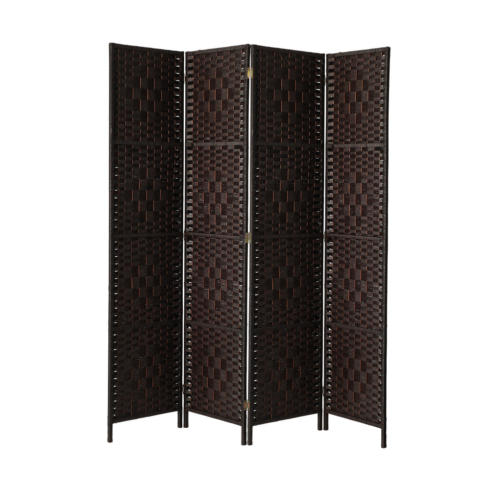 Oikiture 4 Panel Room Divider Privacy Screen Brown-Room Divider-PEROZ Accessories