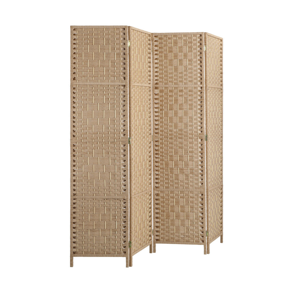 Oikiture 4 Panel Room Divider Privacy Screen Wood-Room Divider-PEROZ Accessories