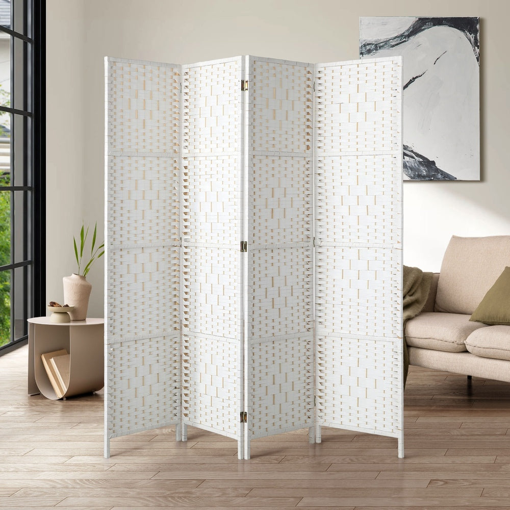 Oikiture 4 Panel Room Divider Privacy Screen White-Room Divider-PEROZ Accessories
