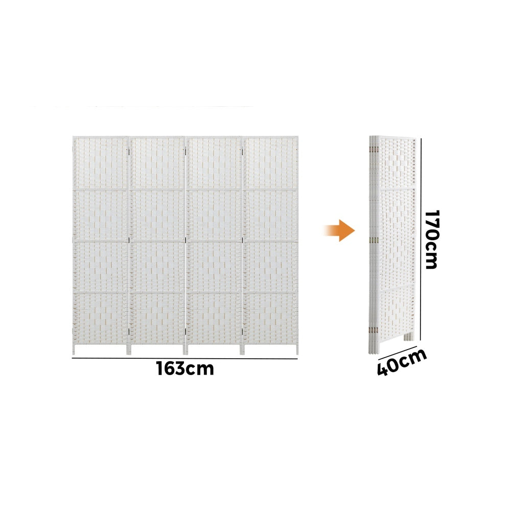 Oikiture 4 Panel Room Divider Privacy Screen White-Room Divider-PEROZ Accessories