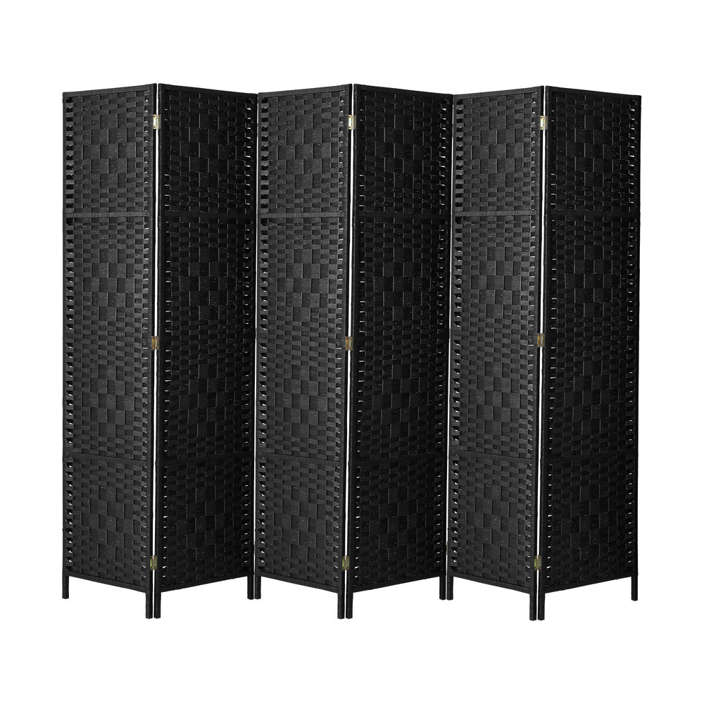 Oikiture 6 Panel Room Divider Privacy Screen Black-Room Divider-PEROZ Accessories