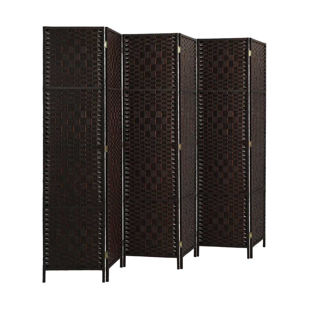 Oikiture 6 Panel Room Divider Privacy Screen Brown-Room Divider-PEROZ Accessories
