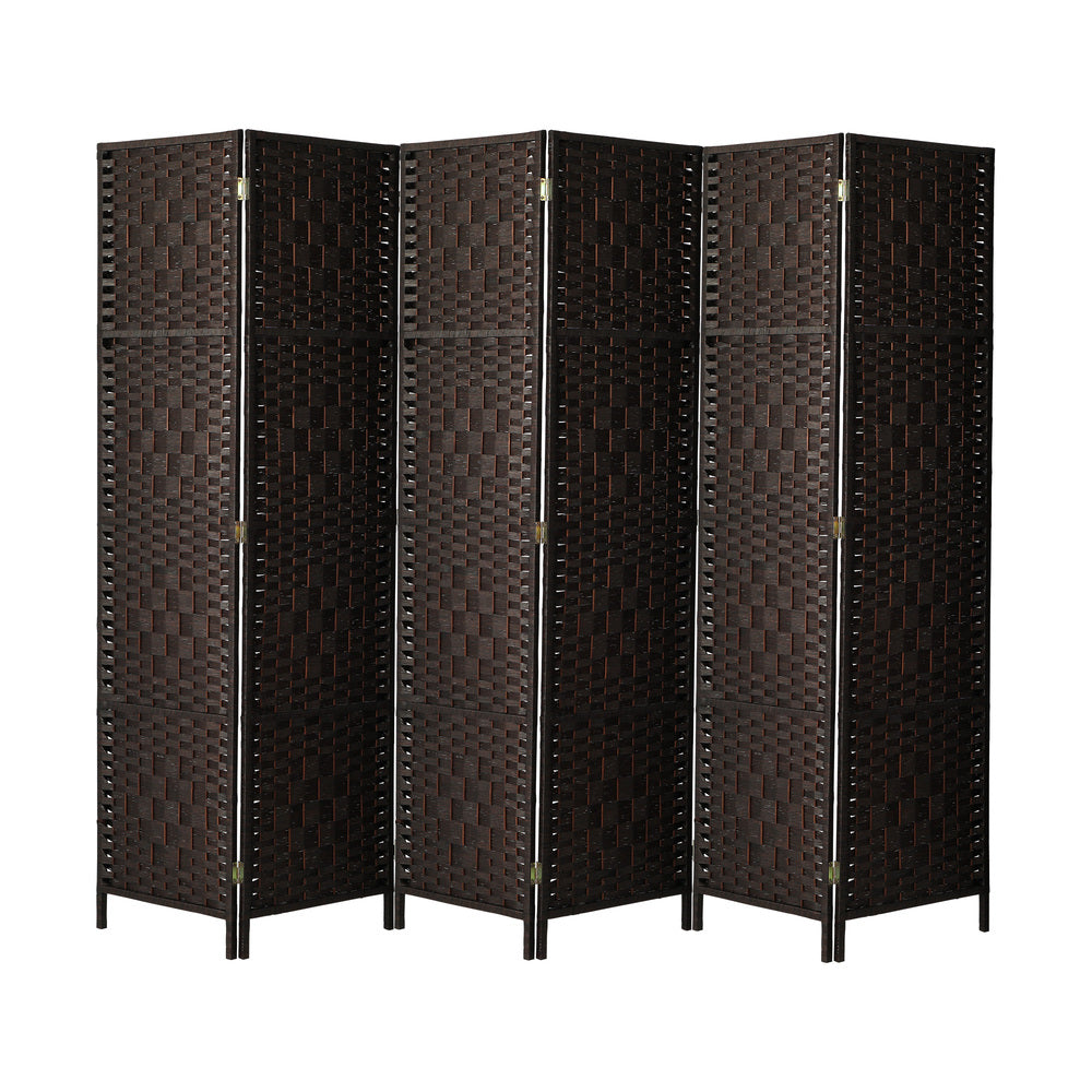 Oikiture 6 Panel Room Divider Privacy Screen Brown-Room Divider-PEROZ Accessories