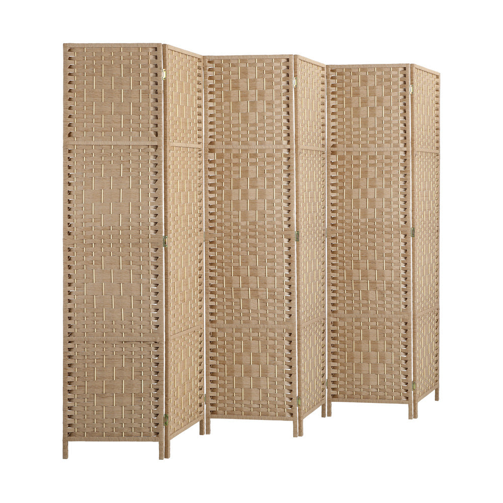 Oikiture 6 Panel Room Divider Privacy Screen Wood-Room Divider-PEROZ Accessories