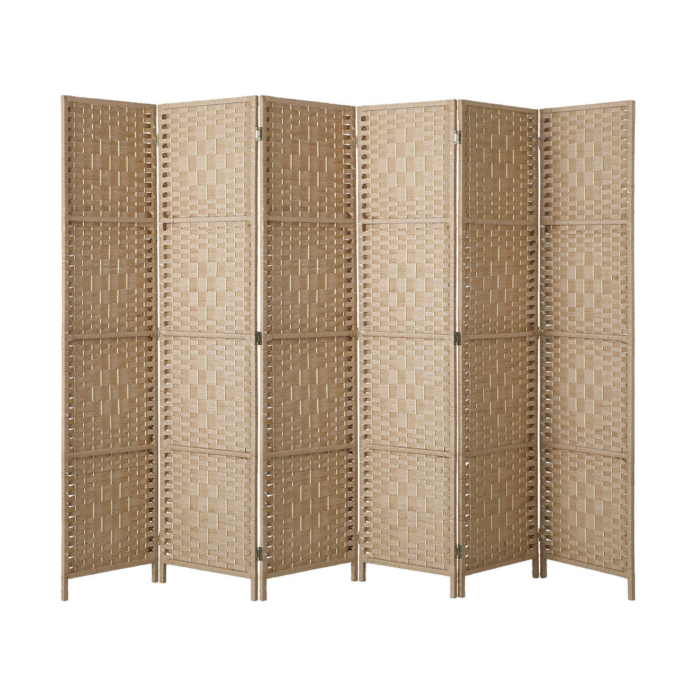 Oikiture 6 Panel Room Divider Privacy Screen Wood-Room Divider-PEROZ Accessories
