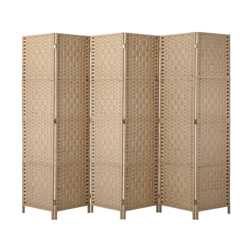Oikiture 6 Panel Room Divider Privacy Screen Wood-Room Divider-PEROZ Accessories