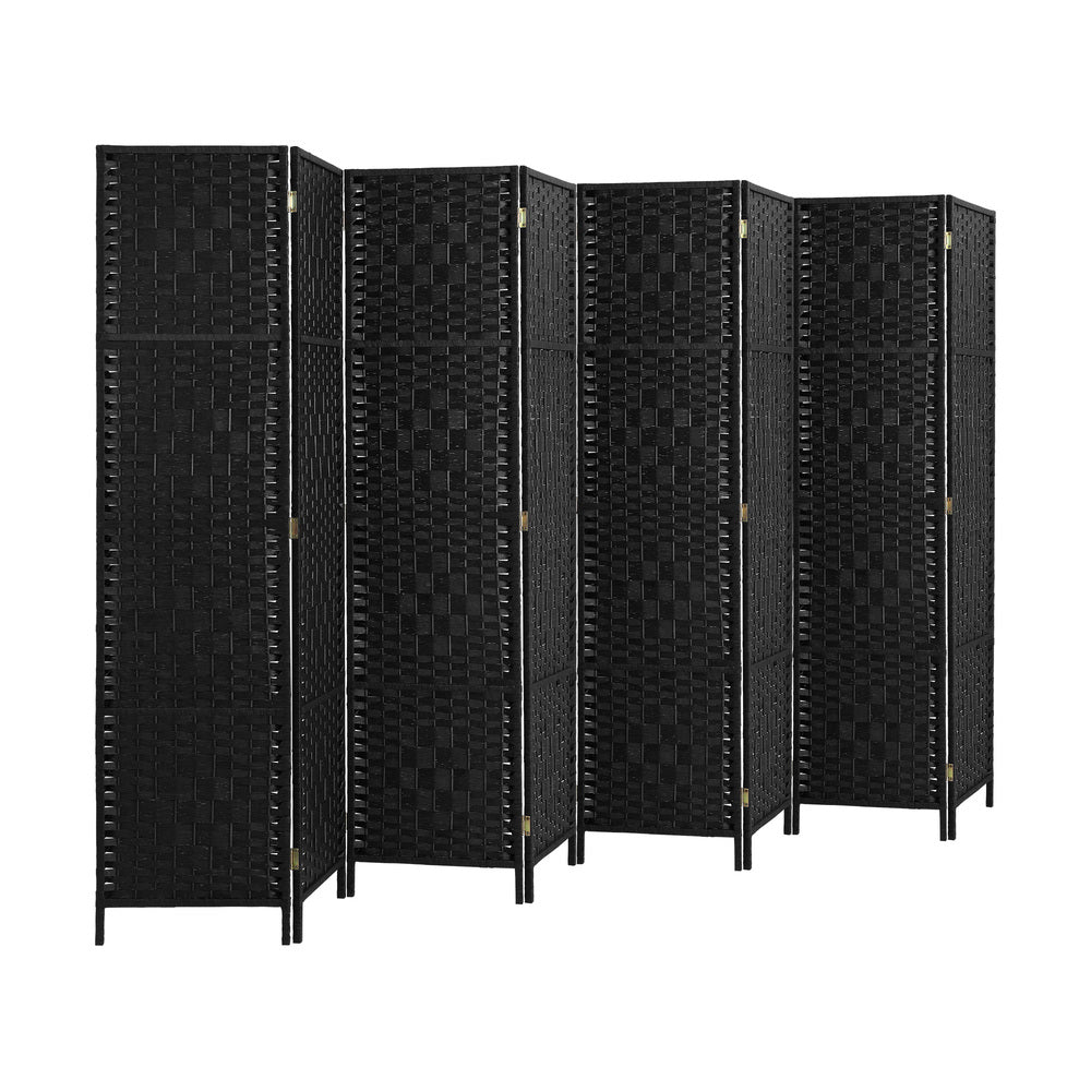 Oikiture 8 Panel Room Divider Privacy Screen Black-Room Divider-PEROZ Accessories