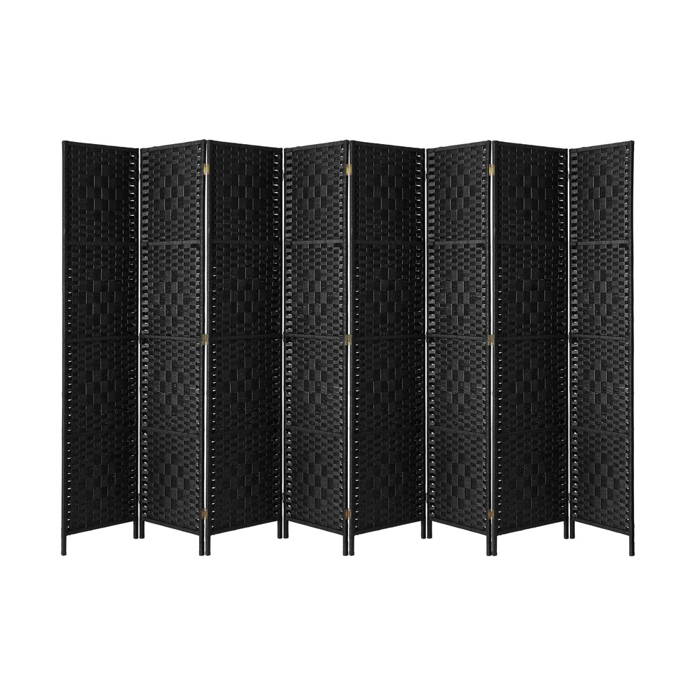 Oikiture 8 Panel Room Divider Privacy Screen Black-Room Divider-PEROZ Accessories