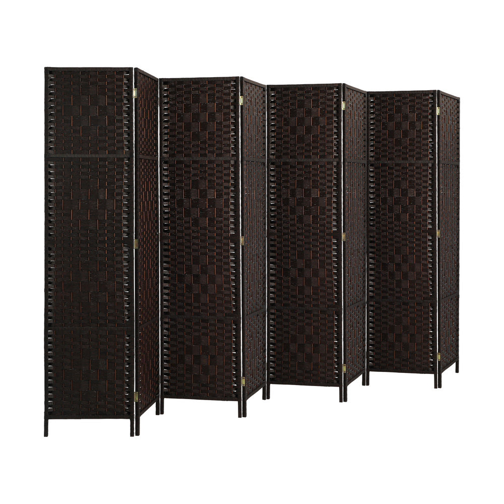 Oikiture 8 Panel Room Divider Privacy Screen Brown-Room Divider-PEROZ Accessories