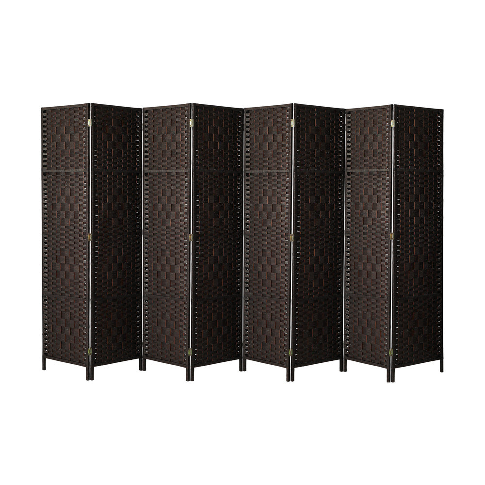 Oikiture 8 Panel Room Divider Privacy Screen Brown-Room Divider-PEROZ Accessories