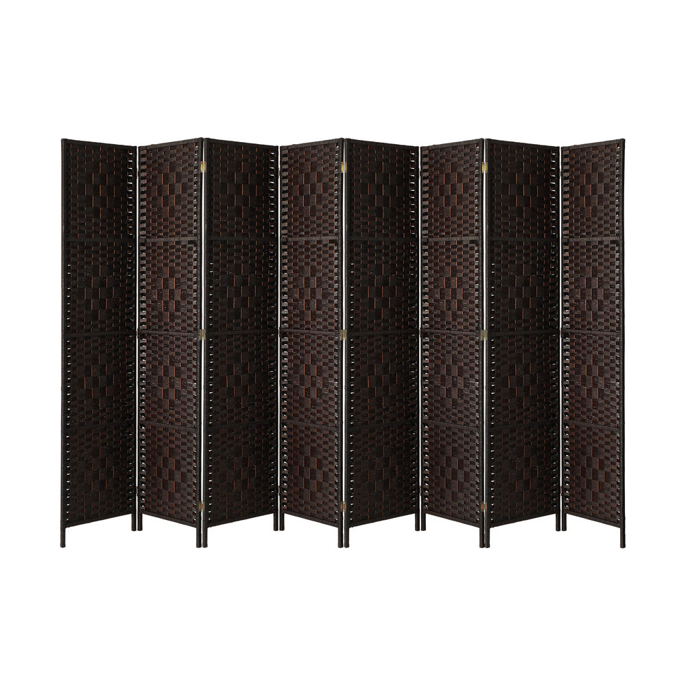 Oikiture 8 Panel Room Divider Privacy Screen Brown-Room Divider-PEROZ Accessories