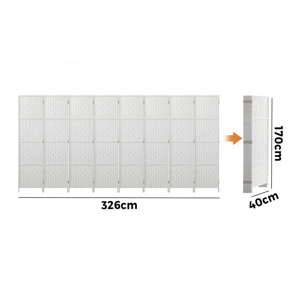 Oikiture 8 Panel Room Divider Privacy Screen White-Room Divider-PEROZ Accessories