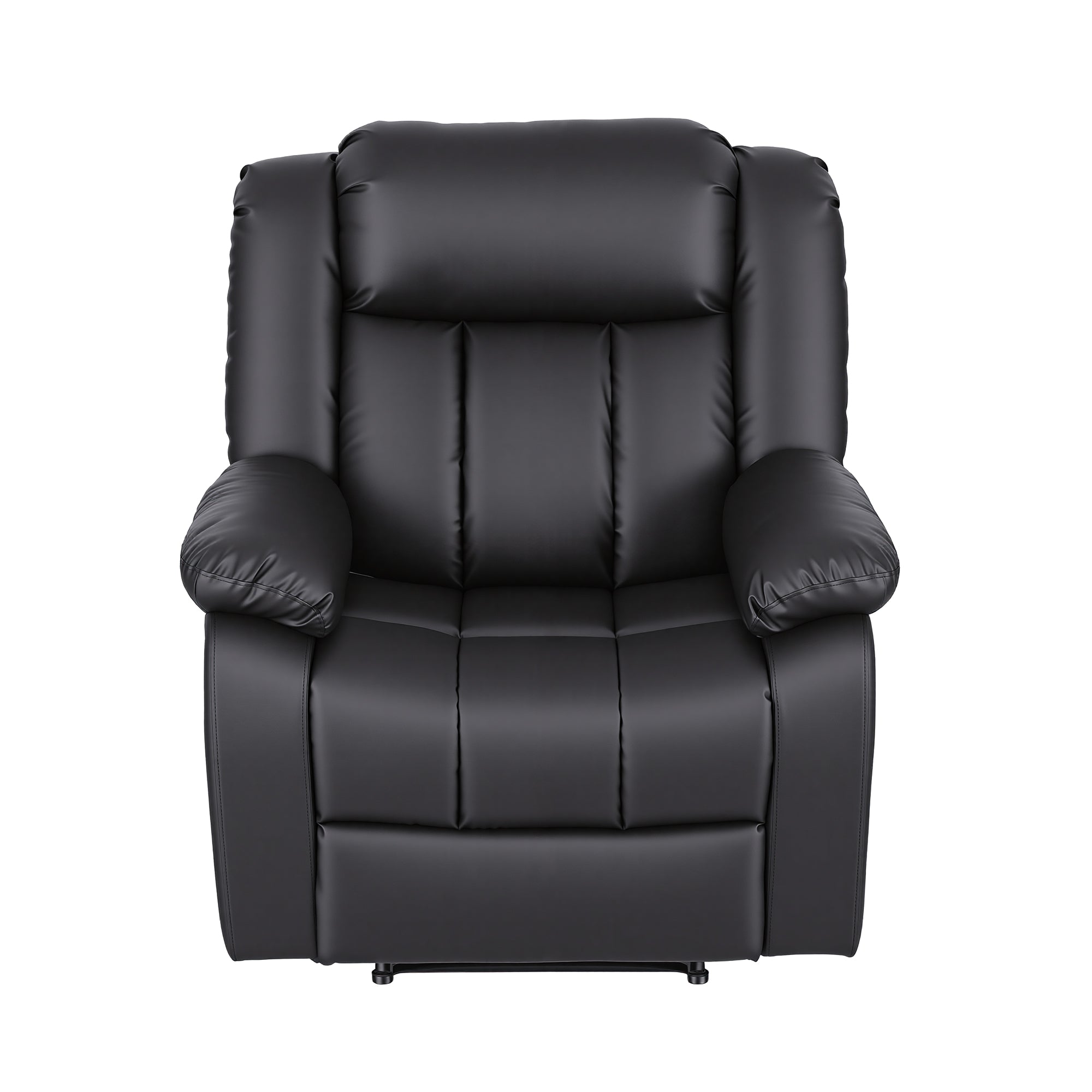 Artiss Manual Massage Recliner Chair for Living Room, Leather Sofa Lounge Reclining Chair with 2 USB Port, 160° Recline Reading Chair with 20CM Wide Armrests, 8 Point Vibration & Lumbar Heat, Black-Furniture > Bar Stools & Chairs > Arm Chairs & Recliners-PEROZ Accessories