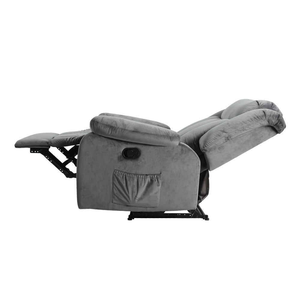 Artiss Recliner Chair Electric Massage Chair Velvet Lounge Sofa Heated Grey-Furniture > Living Room-PEROZ Accessories