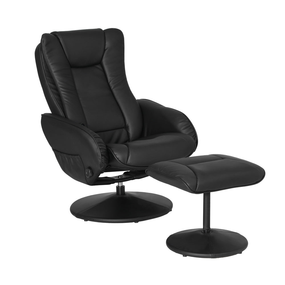 Artiss 2X Recliner Chair Ottoman Heated Massage Black-Furniture > Bar Stools & Chairs > Arm Chairs & Recliners-PEROZ Accessories