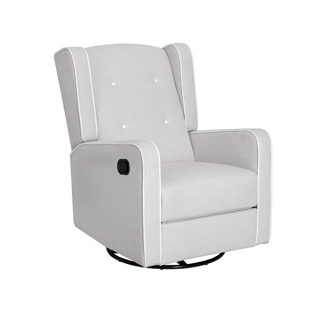 Artiss Recliner Armchair 360° Swivel Grey Fabric-Furniture > Bar Stools & Chairs-PEROZ Accessories