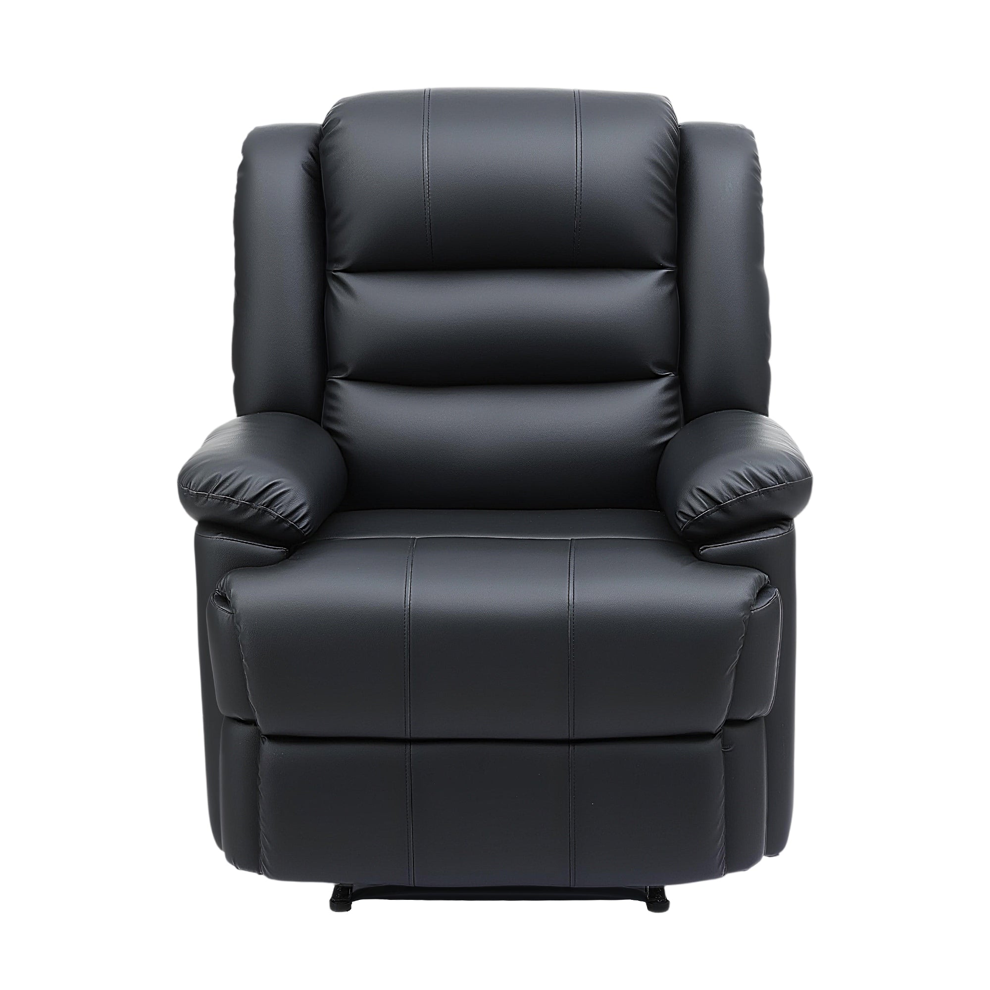 Artiss Manual Recliner Chair Leather Reclining Sofa with 16color Led Black-Furniture > Bar Stools & Chairs > Arm Chairs & Recliners-PEROZ Accessories