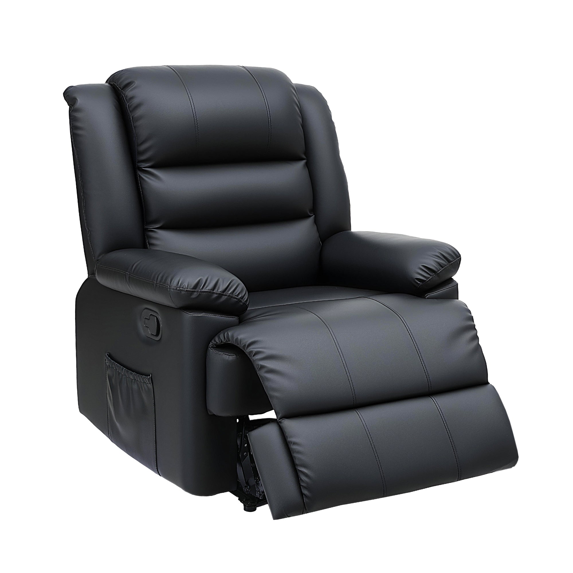 Artiss Manual Recliner Chair Leather Reclining Sofa with 16color Led Black-Furniture > Bar Stools & Chairs > Arm Chairs & Recliners-PEROZ Accessories