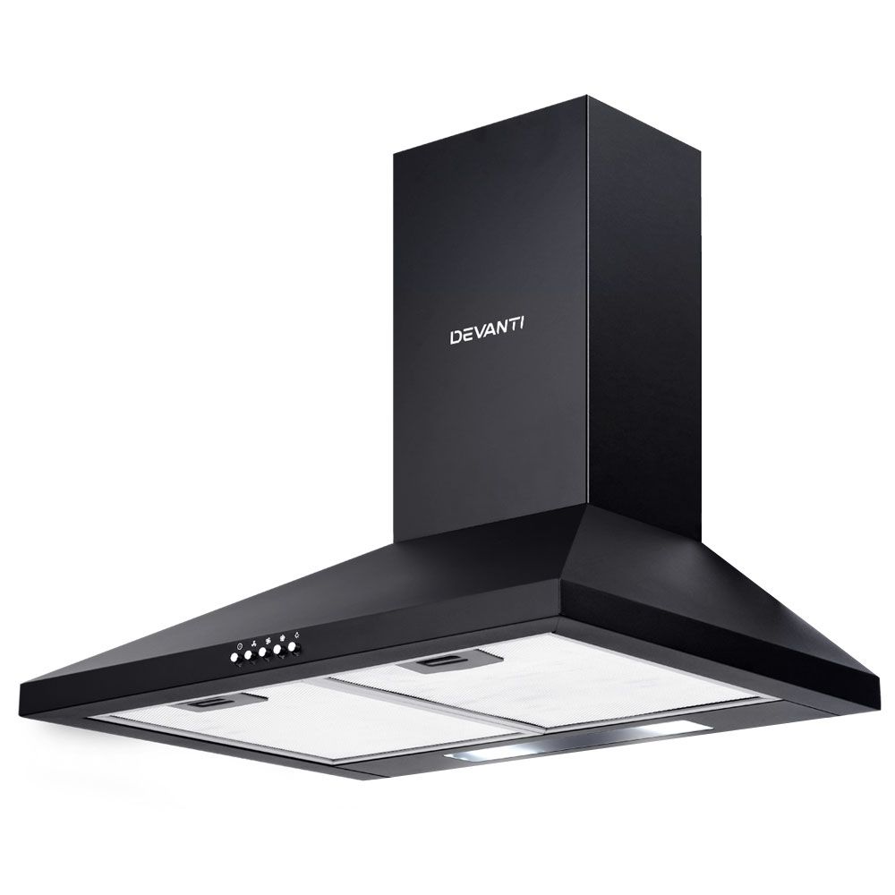 Devanti 600mm Range Hood 60cm Rangehood Black-Rangehoods-PEROZ Accessories