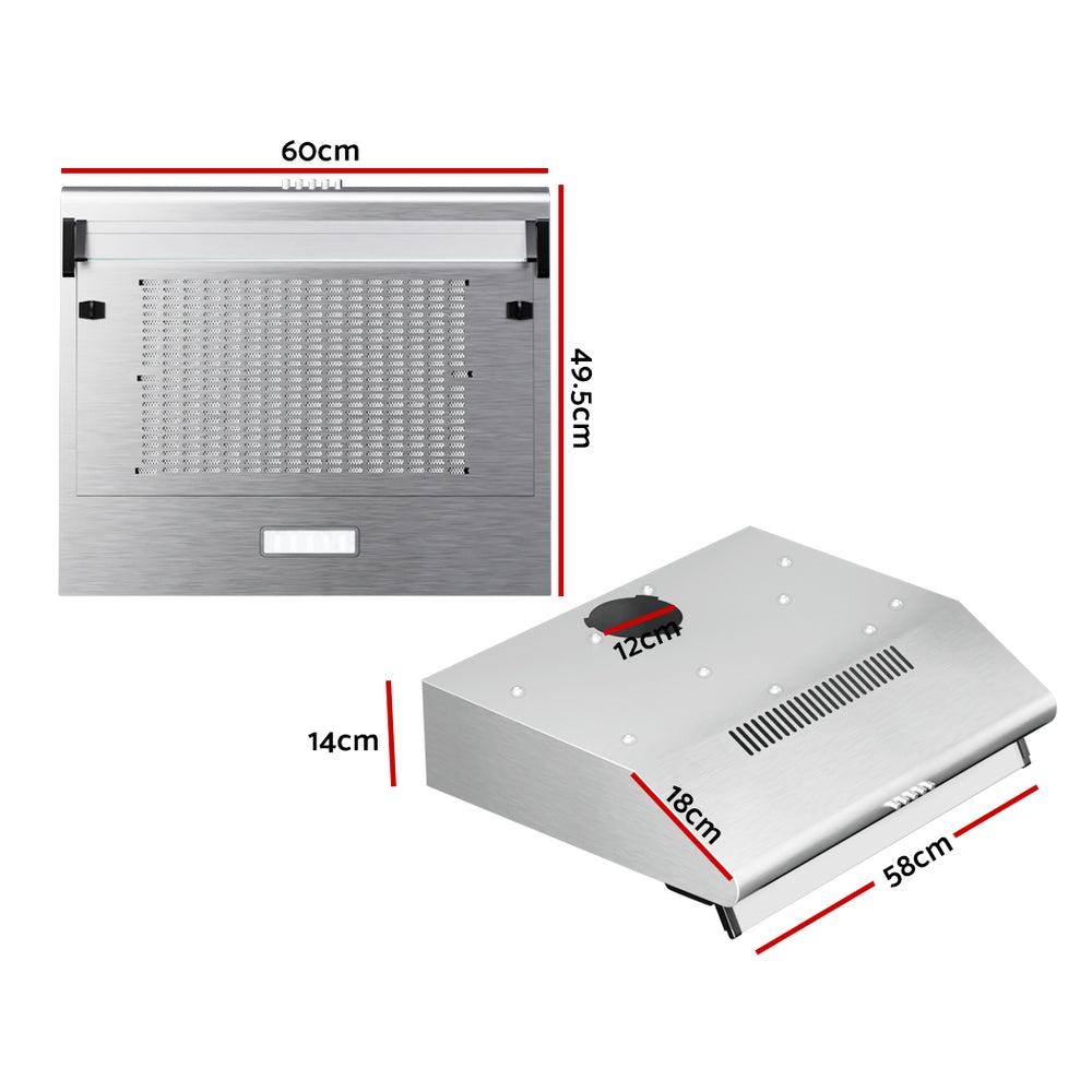 Devanti 600mm Range Hood 60cm Rangehood Kitchen Canopy LED Light Stainless Steel-Appliances > Kitchen Appliances-PEROZ Accessories