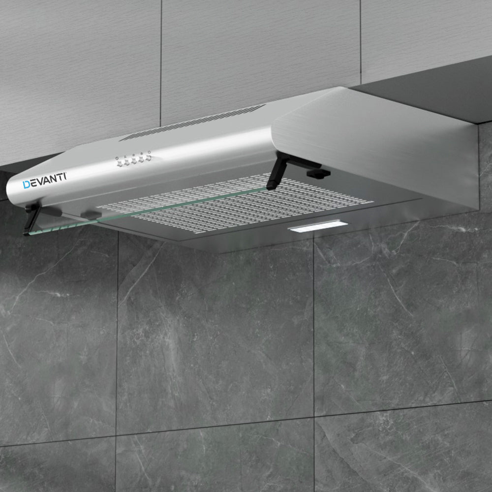 Devanti 600mm Range Hood 60cm Rangehood Kitchen Canopy LED Light Stainless Steel-Appliances > Kitchen Appliances-PEROZ Accessories
