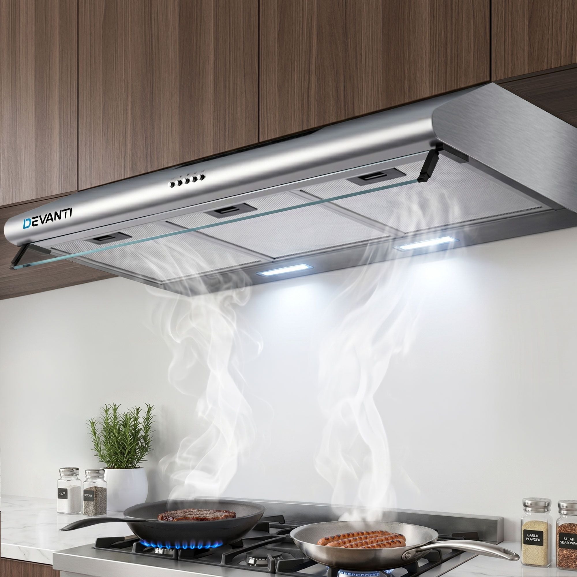 Devanti 900mm Range Hood 90cm Rangehood Stainless Steel-Appliances > Kitchen Appliances > Cooking Ranges-PEROZ Accessories