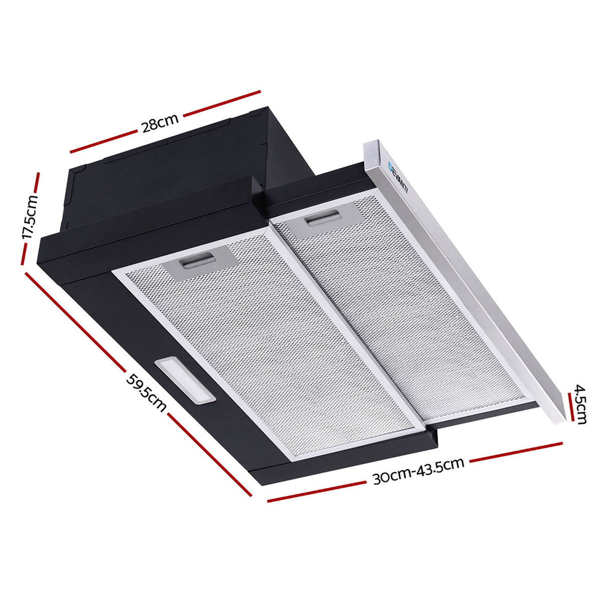 Devanti 600mm Range Hood 60cm Slide out Rangehood Stainless Steel-Rangehoods-PEROZ Accessories