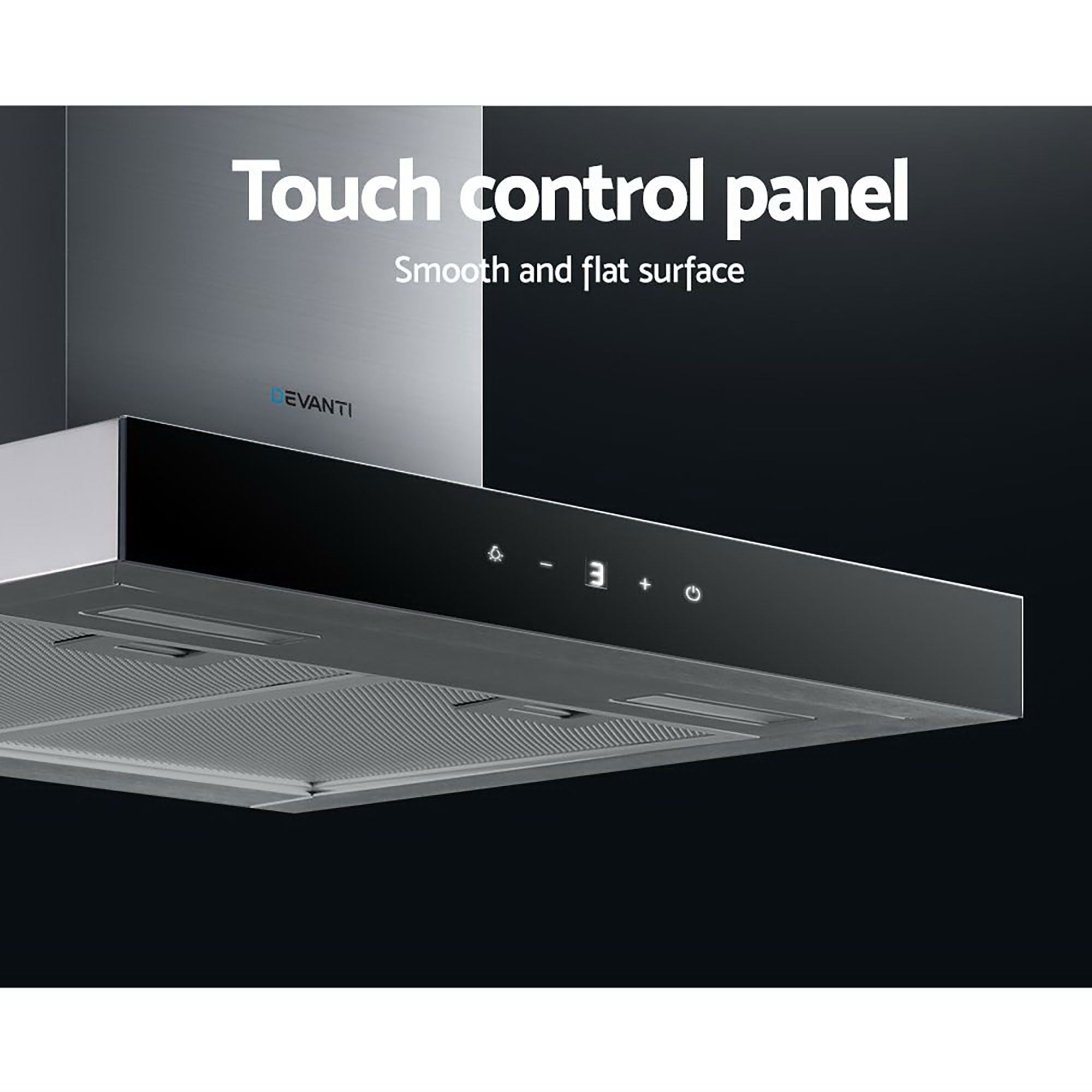 Devanti 600mm Range Hood 60cm Rangehood Glass Stainless Steel-Rangehoods-PEROZ Accessories