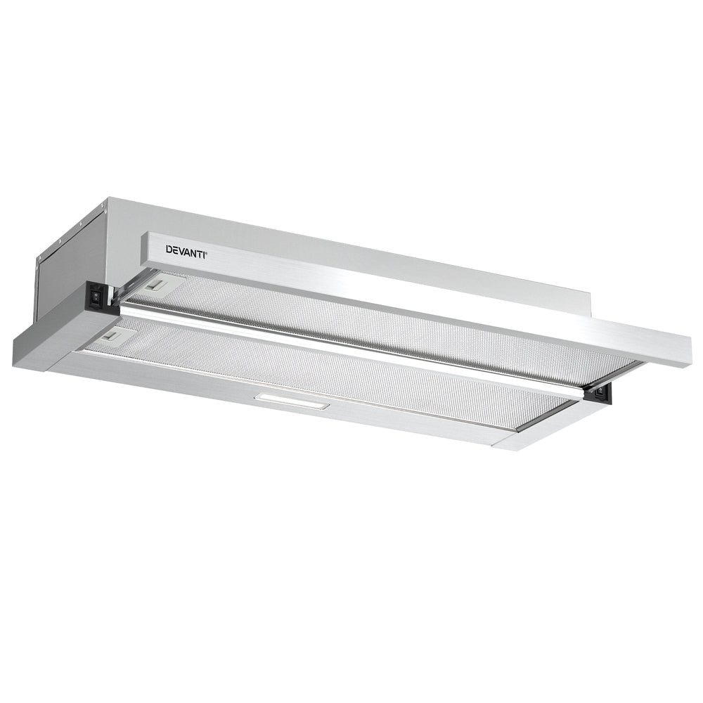 Devanti 900mm Range Hood 90cm Slide out Rangehood Stainless Steel-Appliances > Kitchen Appliances-PEROZ Accessories