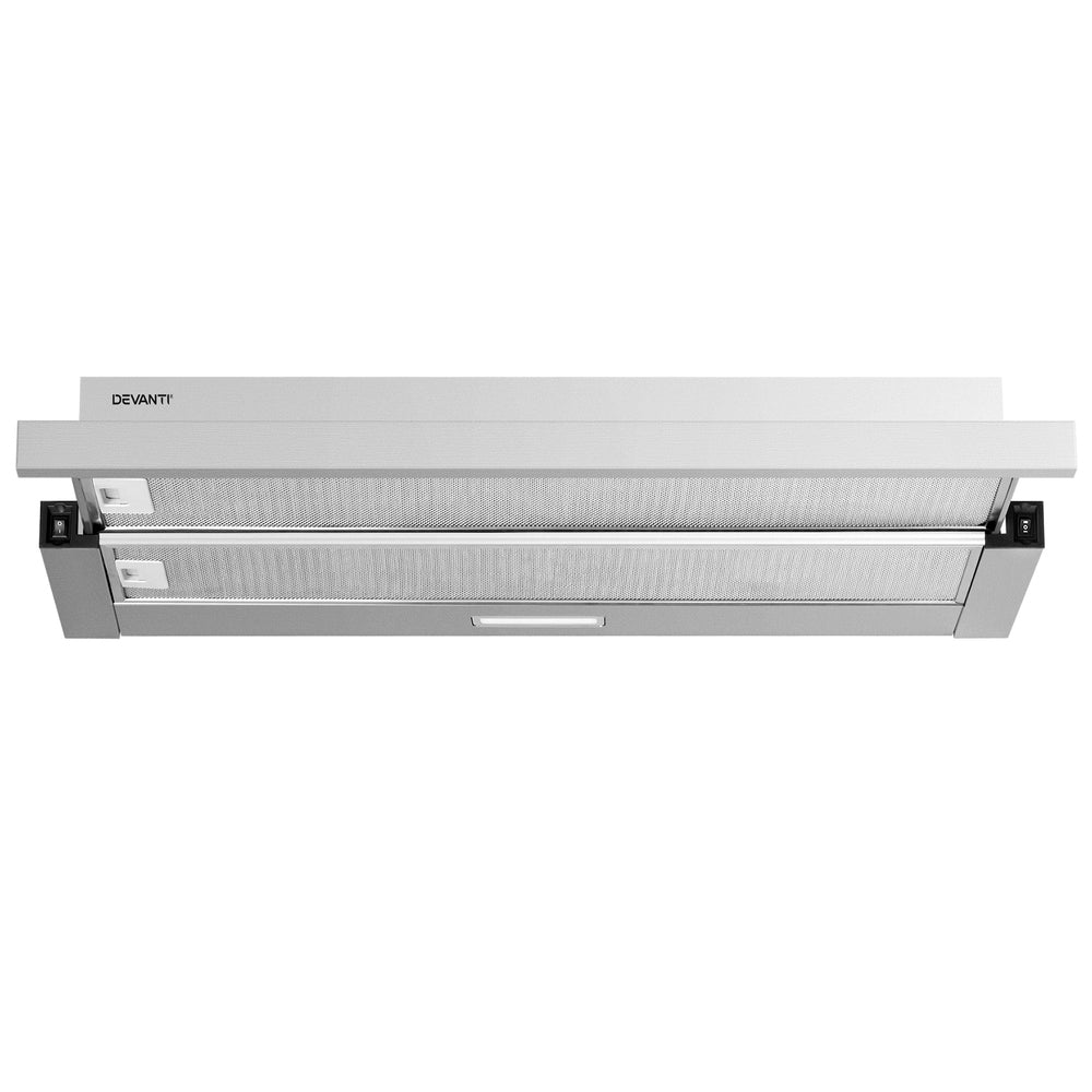 Devanti 900mm Range Hood 90cm Slide out Rangehood Stainless Steel-Appliances > Kitchen Appliances-PEROZ Accessories