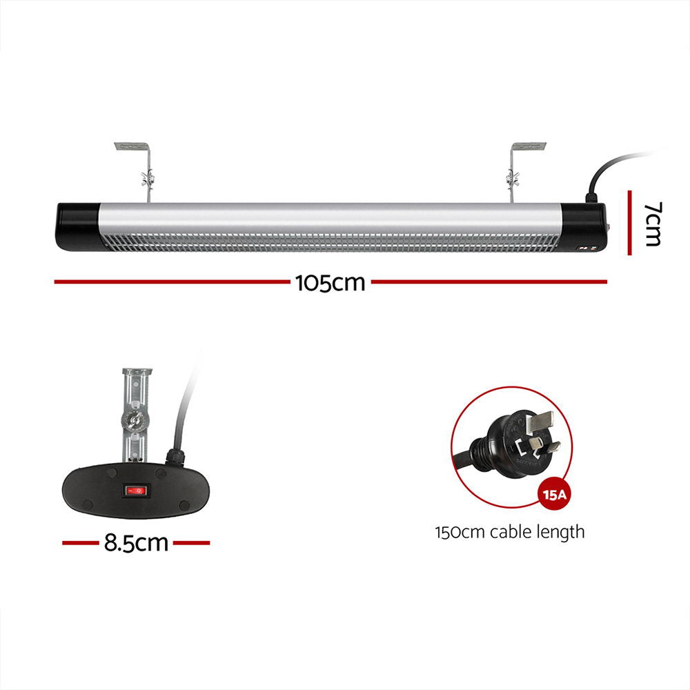 Devanti Electric Strip Heater Radiant Heaters 3000W-Appliances > Heaters-PEROZ Accessories