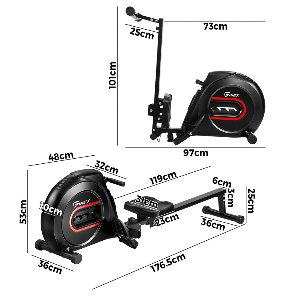 Finex Rowing Machine Rower Elastic Rope Resistance Exercise Home Gym Cardio-Rowing Machine-PEROZ Accessories