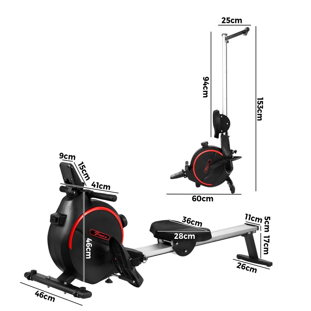 Finex Rowing Machine Rower Magnetic Resistance Fitness Home Gym Cardio 16-Level-Rowing Machines-PEROZ Accessories